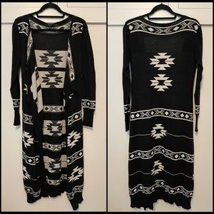 Long Aztec/Geometric Duster Cardigan